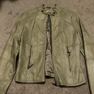 Army green leather jacket